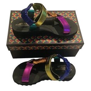 Kurt Geiger London Orion Rainbow Metallic Sandals 7.5 New